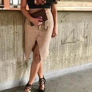 JLUXLABEL Suede skirt in nude